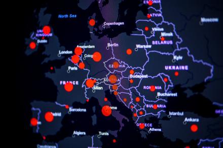 Koronavírus map Europe